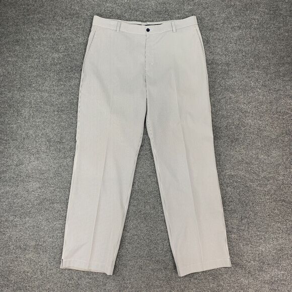 Nike Golf Pant Mens 35x32 White Grey Performance Flat Front Dri Fit Tour Stripe - Picture 2 of 13